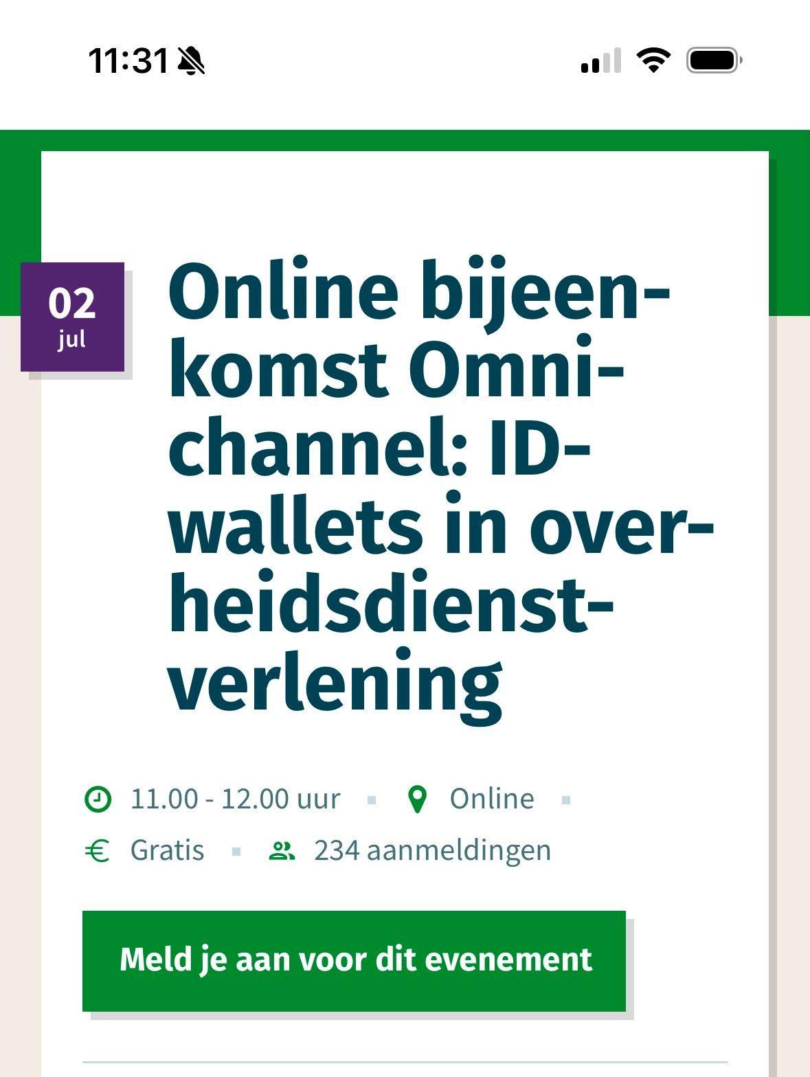 Uitnodiging voor Online bijeenkomst Omichannel: ID-wallets in overheidsdienstverlening, van 2/7/2026