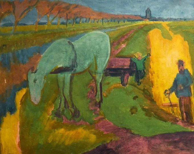 Jan  Altink - Bedum vanaf het Boterdiep, 1925